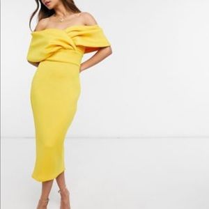 Yellow asos wedding guest dress